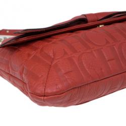 Pre Owned Carolina Herrera Orange Monogram Leather Audrey Shoulder Bag