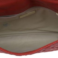 Pre Owned Carolina Herrera Orange Monogram Leather Audrey Shoulder Bag