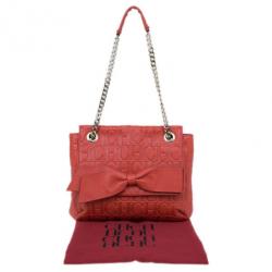 Pre Owned Carolina Herrera Orange Monogram Leather Audrey Shoulder Bag