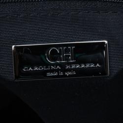 Pre Owned Carolina Herrera Silver Metallic Leather Poppy Tote