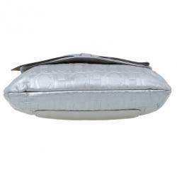 Pre Owned Carolina Herrera Silver Metallic Leather Audrey Bag