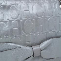 Pre Owned Carolina Herrera Silver Metallic Leather Audrey Bag