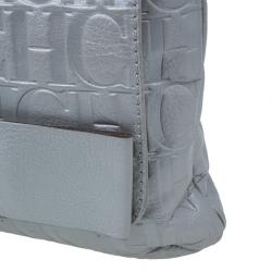 Pre Owned Carolina Herrera Silver Metallic Leather Audrey Bag