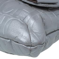 Pre Owned Carolina Herrera Silver Metallic Leather Audrey Bag