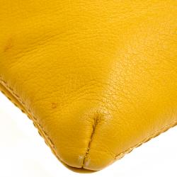 Pre Owned Carolina Herrera Yellow Leather Envelope Shoulder Bag