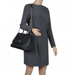 Pre Owned Carolina Herrera Black Leather Shoulder Bag