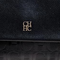 Pre Owned Carolina Herrera Black Leather Shoulder Bag