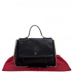 Pre Owned Carolina Herrera Black Leather Shoulder Bag