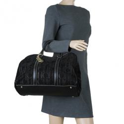 Pre Owned Carolina Herrera Black Monogram Leather Tote