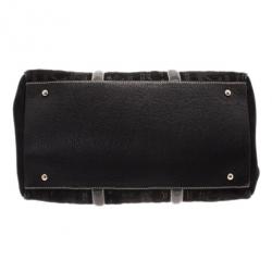 Pre Owned Carolina Herrera Black Monogram Leather Tote