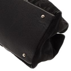 Pre Owned Carolina Herrera Black Monogram Leather Tote