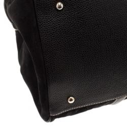 Pre Owned Carolina Herrera Black Monogram Leather Tote