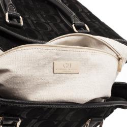 Pre Owned Carolina Herrera Black Monogram Leather Tote