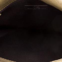 Pre Owned Carolina Herrera Gold Monogram Leather Audrey Shoulder Bag