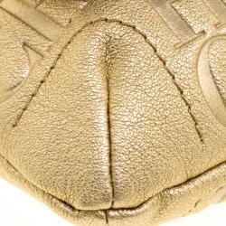 Pre Owned Carolina Herrera Gold Monogram Leather Audrey Shoulder Bag
