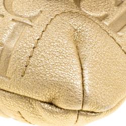 Pre Owned Carolina Herrera Gold Monogram Leather Audrey Shoulder Bag