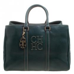 Carolina Herrera Dark Green Leather Matteo Satchel