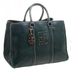 Carolina Herrera Dark Green Leather Matteo Satchel