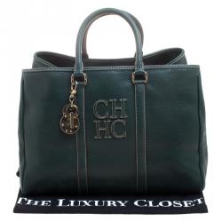 Carolina Herrera Dark Green Leather Matteo Satchel