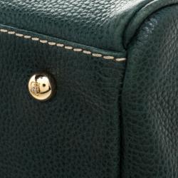 Carolina Herrera Dark Green Leather Matteo Satchel