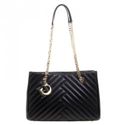 Pre Owned Carolina Herrera Black Quilted Leather Tote