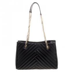 Pre Owned Carolina Herrera Black Quilted Leather Tote
