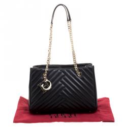 Pre Owned Carolina Herrera Black Quilted Leather Tote