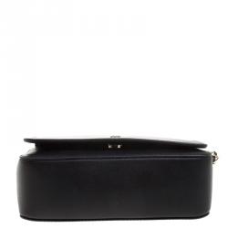 Pre Owned Carolina Herrera Black Leather Flap Shoulder Bag