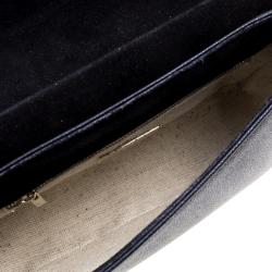 Pre Owned Carolina Herrera Black Leather Flap Shoulder Bag