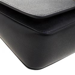 Pre Owned Carolina Herrera Black Leather Flap Shoulder Bag