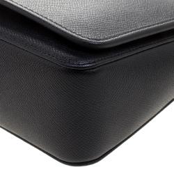 Pre Owned Carolina Herrera Black Leather Flap Shoulder Bag