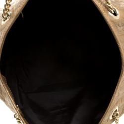 Pre Owned Carolina Herrera Metallic Gold Embossed Leather Poppy Hobo