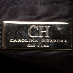 Pre Owned Carolina Herrera Metallic Gold Embossed Leather Poppy Hobo