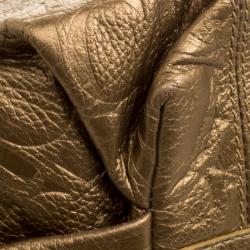 Pre Owned Carolina Herrera Metallic Gold Embossed Leather Poppy Hobo