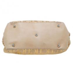 Pre Owned Carolina Herrera Gold Monogram Chain Handle Bag