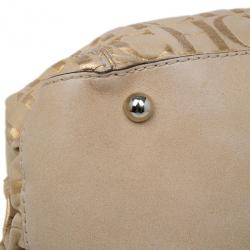 Pre Owned Carolina Herrera Gold Monogram Chain Handle Bag