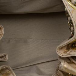 Pre Owned Carolina Herrera Gold Monogram Chain Handle Bag