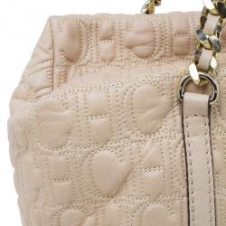 Pre Owned Carolina Herrera Beige Monogram Embossed Tote