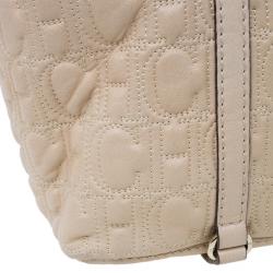 Pre Owned Carolina Herrera Beige Monogram Embossed Tote