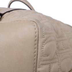 Pre Owned Carolina Herrera Beige Monogram Embossed Tote