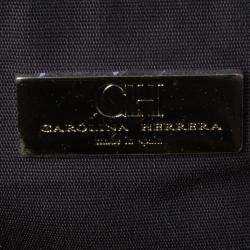 Pre Owned Carolina Herrera Beige Monogram Embossed Tote