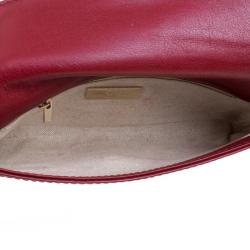 Pre Owned Carolina Herrera Burgundy Leather Clutch