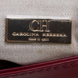 Pre Owned Carolina Herrera Burgundy Leather Clutch