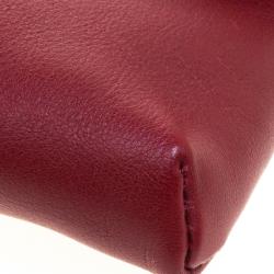Pre Owned Carolina Herrera Burgundy Leather Clutch