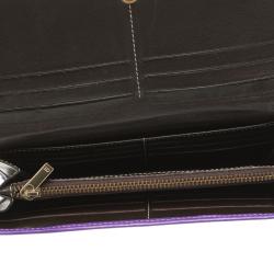 Pre Owned Carolina Herrera Purple Leather Continental Wallet
