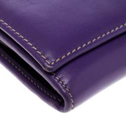 Pre Owned Carolina Herrera Purple Leather Continental Wallet