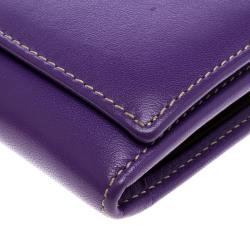 Pre Owned Carolina Herrera Purple Leather Continental Wallet