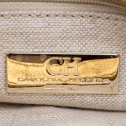 Pre Owned Carolina Herrera Gold Leather Envelope Clutch