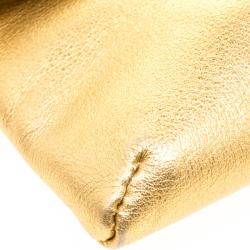 Pre Owned Carolina Herrera Gold Leather Envelope Clutch
