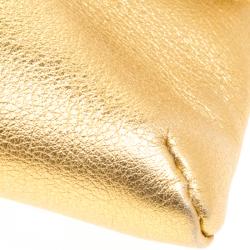 Pre Owned Carolina Herrera Gold Leather Envelope Clutch